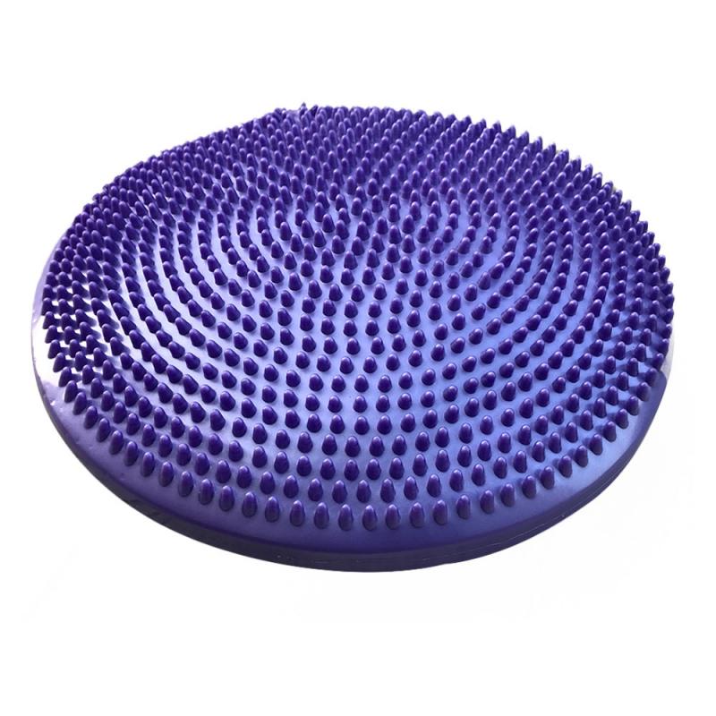 Yoga massage pude oppustelig balance pude wobble board med gratis pumpe fortykkelse anti-optøjer elastisk halvkugle ankelpude: Lilla