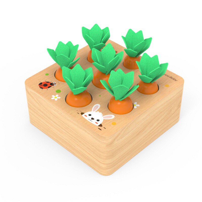 Montessori Puzzel Speelgoed 3D Cognitieve Aardbei Grijpen Vermogen Houten Speelgoed Vroege Educatief Puzzel Vangst Worm Game Baby Speelgoed: Harvest carrotsWT304