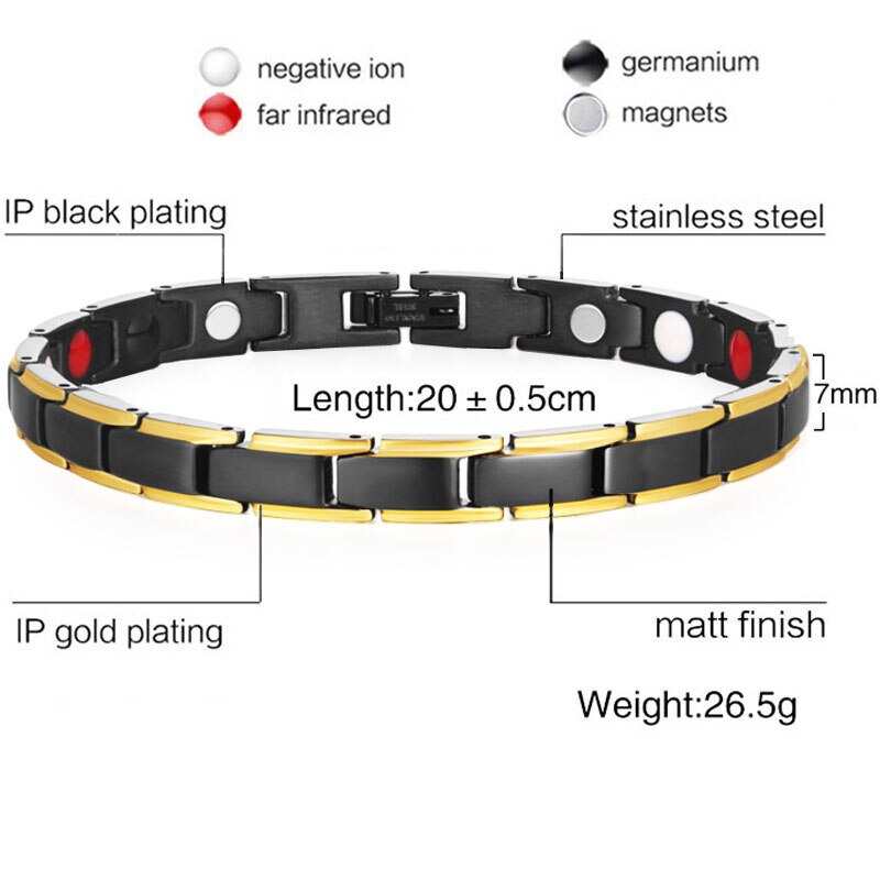 Mannen Vrouwen Rvs Gezondheid Magnetische Armbanden Power Therapie Armbanden voor Artritis Polsband Verstelbare: 12