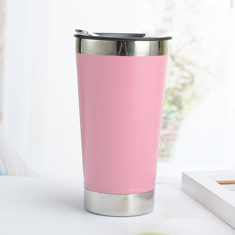 20oz original Wall Classic Series Stainless Steel Vacuum Beer Mug 20oz Vacuum Coffee Juice Adventure Stacking Beer Cup Thermal: Pink