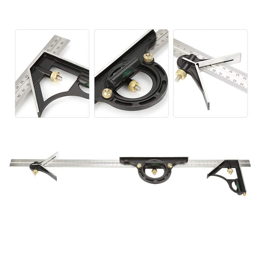 Multifunctional Angle Measuring Ruler Stainless Steel Adjustable Protractor Woodwork Hole Locator Measuring Tools