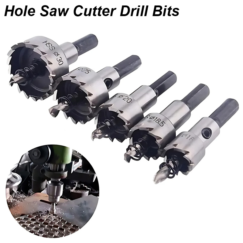Hole Saw Cutter Drill Bit Set Holesaw Core HSS Wood Soft Metal Sheet Plastic PVC Stainless Steel High Speed for Power Tool