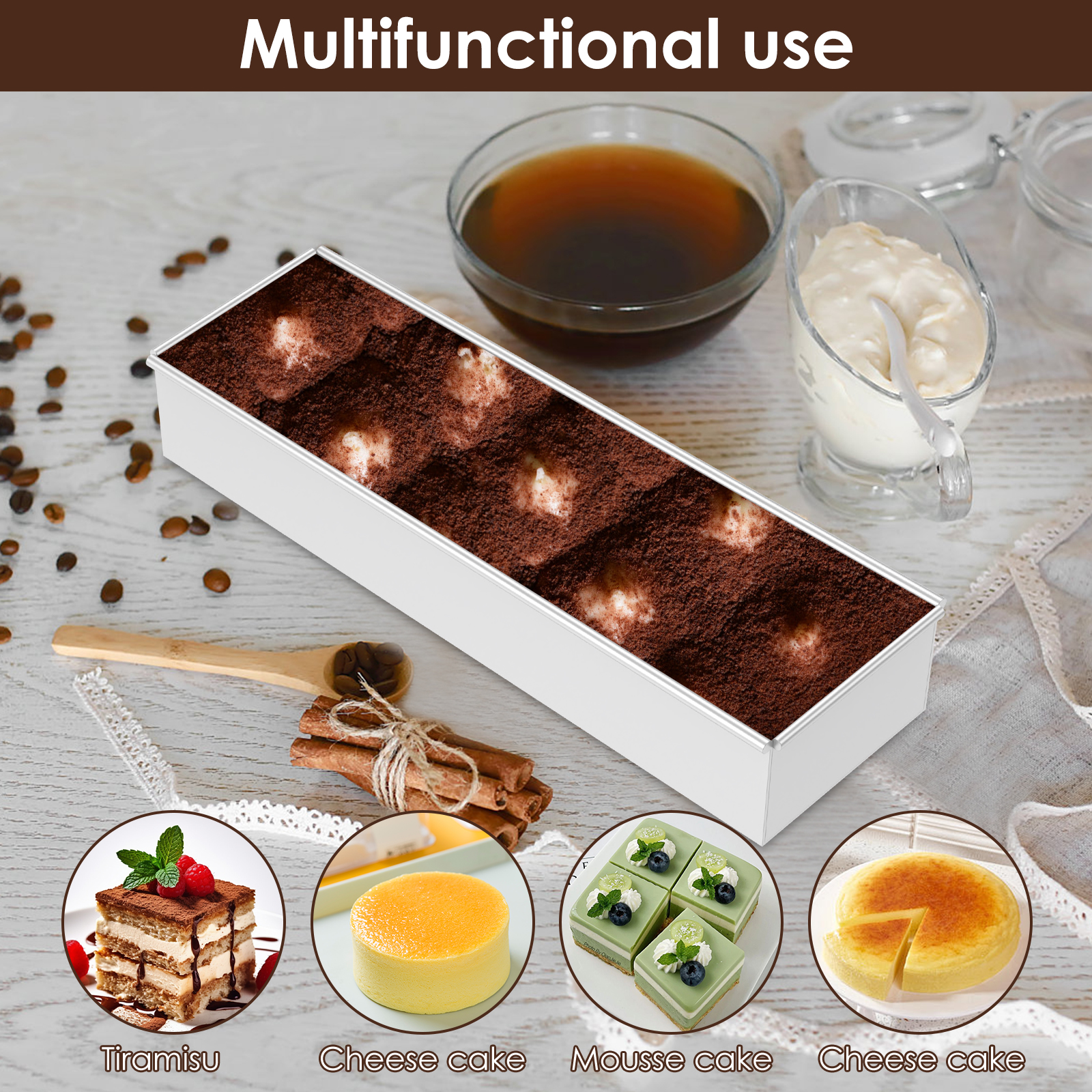 Molde rectangular para pastel, aleación de aluminio, tiramisú, moldes para hacer postres, molde para tarta de queso, molde para pan, herramienta para hornear, accesorios de cocina