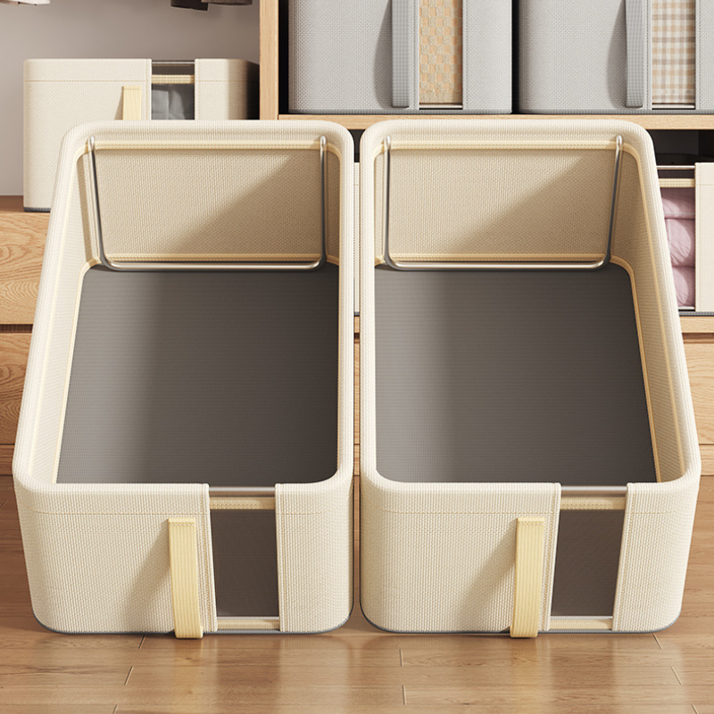 Wardrobe Storage Box Oxford Cloth Storage Box with Steel Frame Visual Desktop Storage Box Household Clothes Storage Container