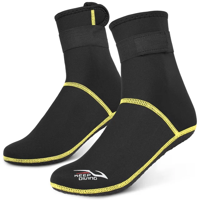 Calcetines de buceo acuático de playa de neopreno de 3 mm: botas térmicas y antideslizantes para rafting, snorkel, vela, natación: XXL / Negro