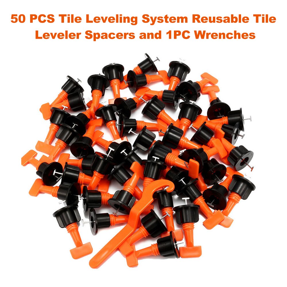 50pcs/set Tile Leveling System Flat Ceramic Floor Wall Construction Tools Reusable Tile Leveler Spacers Leveling System Kit