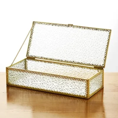 Geometry Glass Jewelry Box Accessories desktop makeup mirror Multifunction Storage Display Boxes & Bins: green