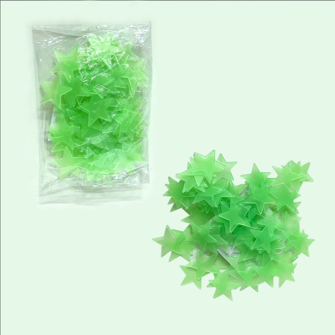 100 stk lysende stjerner wallstickers plastik fluorescerende klistermærker børneværelse boligindretning soveværelse 3d #39: Grøn / 100 stk