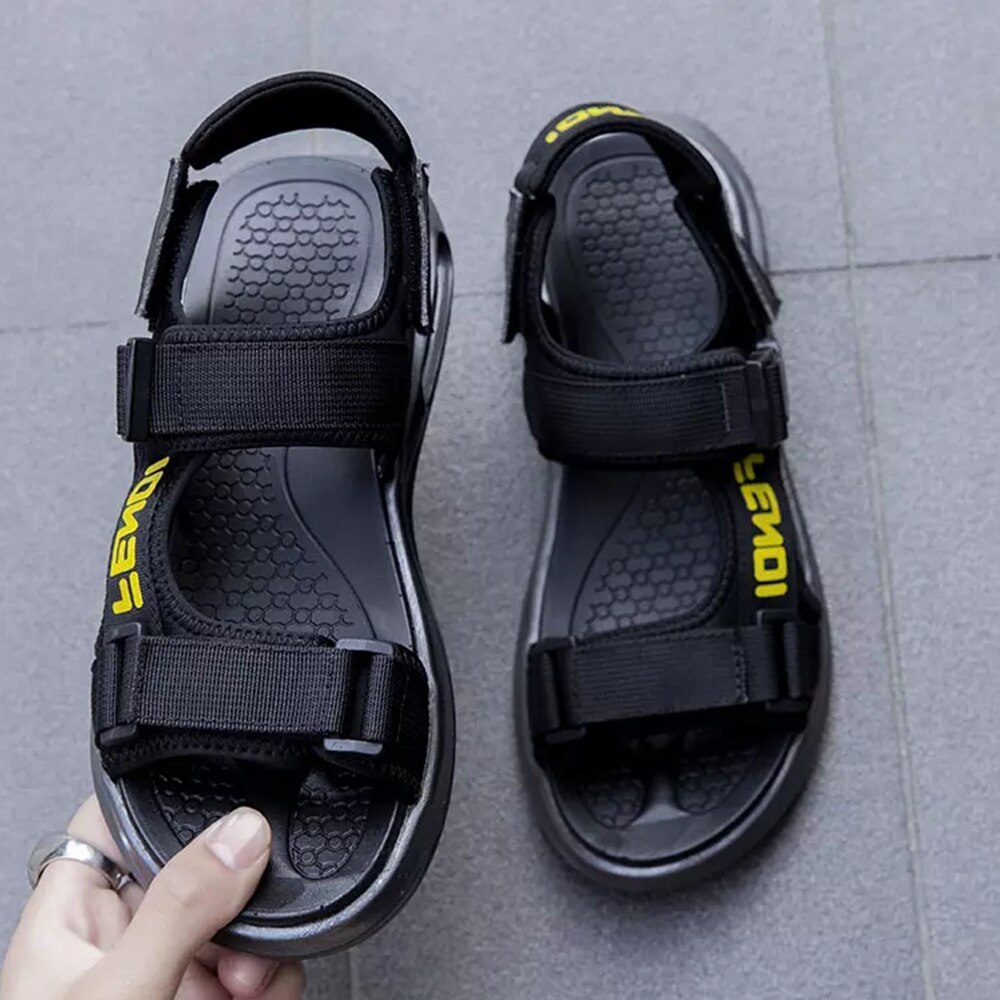 Männer Sandalen Luftpolster Sandalen Elastische Weiche Anti Unterhose Sohle Sandalen Strand Komfortable Wanderschuhe Für Männer: Schwarz Gelb / 43
