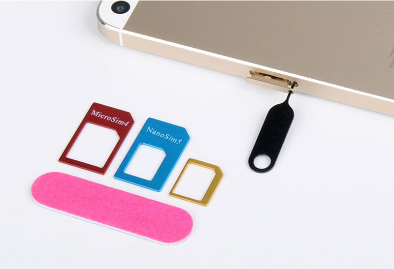 5 in 1 Metalen Nano Micro SIM Metalen Standaard Adapters Adapter Converter Set Card Slot SIM Card voor Samsung iPhone huawei LG