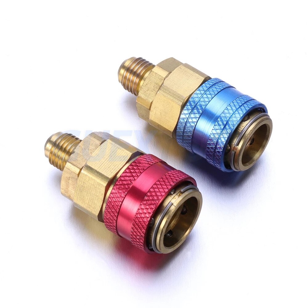 2PCS fast connector car air conditioning fast joint coupler adapter high and low pressure liquid conversion joint fluoride tool