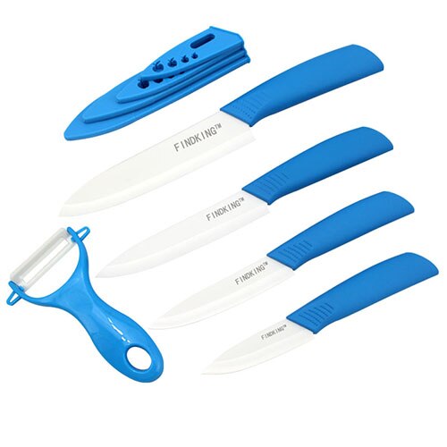 Køkken keramiske knive til frugter zirconia 6 farver kniv sæt keramisk kniv sæt 3 4 5 6 tommer med skræller dæksler: Blå