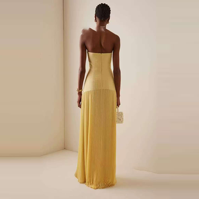 Kvinder sommer off shoulder tube top maxikjoler chic sexet ren højtaljet festkjole pit stribet draperet lang kjole