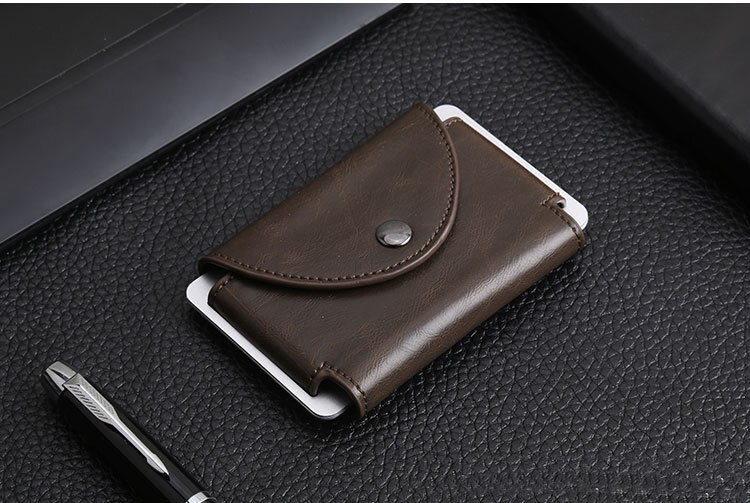 Rfid Credit Card Wallet Metal Mannen Vrouwen Id Kaarthouder Minimalistische Portemonnee Aluminium Blokkeren Portemonnee Voor Kaarten: Coffee