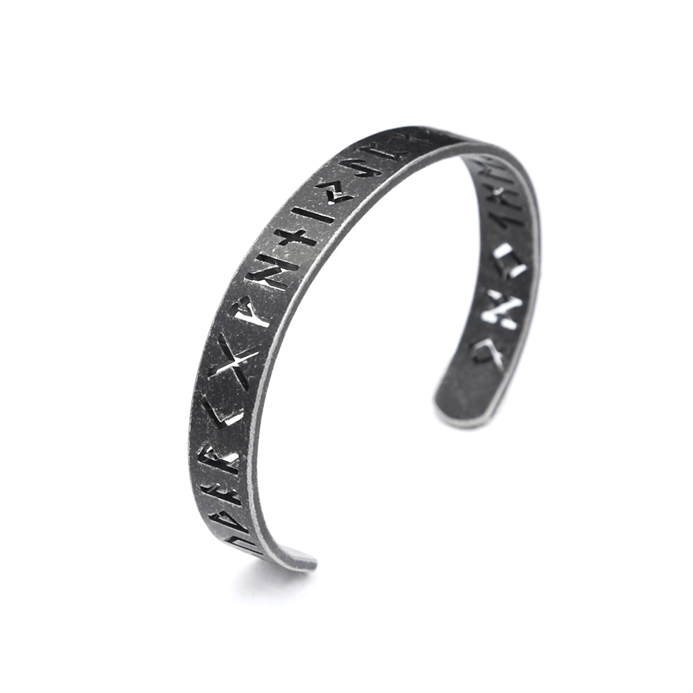 Bracelets runes vikings creux vintage nordiques pour hommes et femmes, acier inoxydable, lettre Vibasine, bracelets de manchette amulette, bijoux fantaisie: Couleur jaune clair