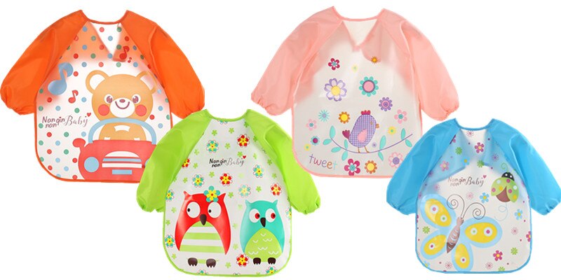 1 Pcs Bebê Babadores Bib Burp Roupas Manga Longa Crianças Avental Bata Alimentação À Prova D' Água Comer Macio Criança Baberos Bavoir Roupas