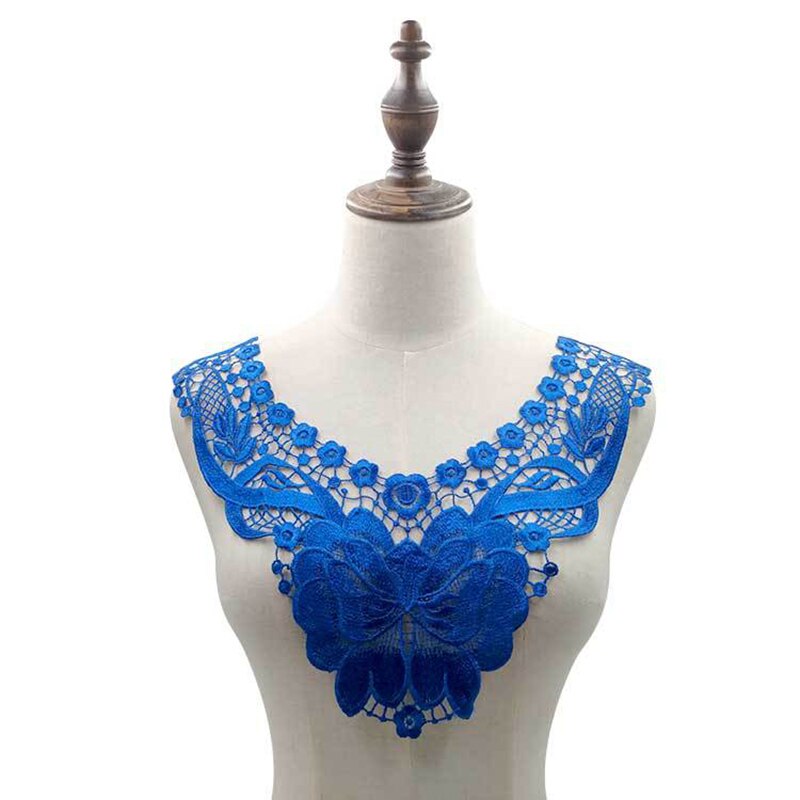 1pc 100%  polyester spets blomma halsband spets krage spets trim diy broderi franska spets tyg halsringning applikation sy hantverk: Blå