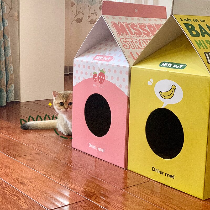Milk box cat scratch board carton cat house cat nest toy cat cardboard folding grinding claw