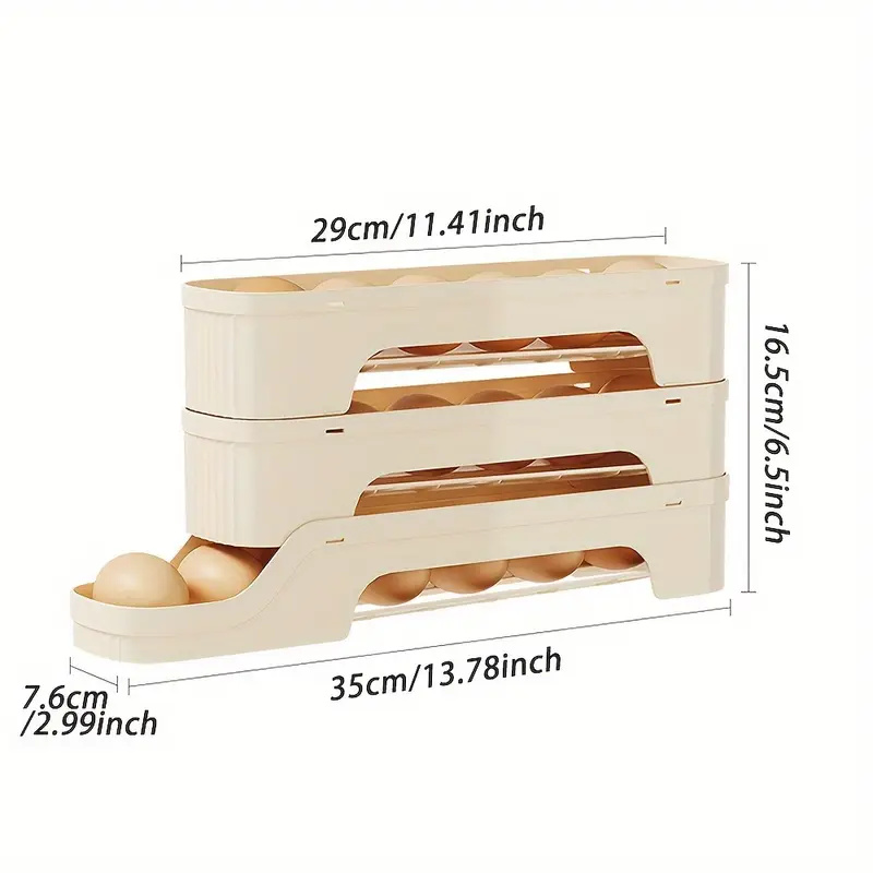 1Pc Detachable Rolling Egg Holder, Space-Saving PP Material Egg Storage Box for Refrigerator Easy Access & Freshness Maintenance