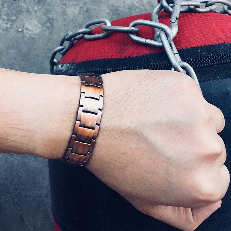Männer Reinem Kupfer Armbinde Gesundheit Energie Germanium Magnetische Armbinde Jahrgang Hologramm Kette Verknüpfung Armbänder für Frauen Arthritis