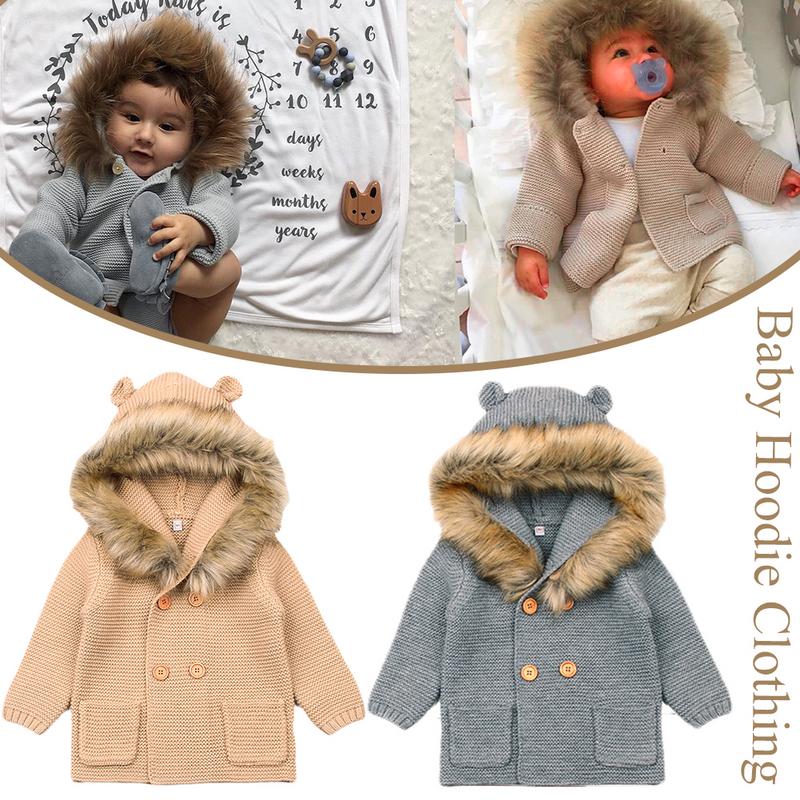 Baby Winter Warm Trui Baby Jongens Meisje Gebreide Vest Cartoon Beer kinderen Lange Mouw Kleding voor 6 m- 24 m Baby