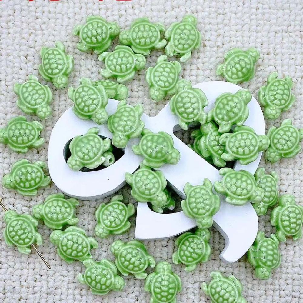 Cuentas de tortuga marina hechas a mano, 10 piezas, espaciador de cerámica de , cuentas sueltas, Kit DE FABRICACIÓN de pulseras 3D: Rojo