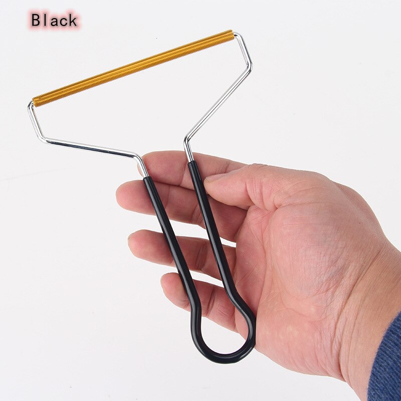 Practical Portable Lint Remover Clothes Fuzz Fabric Shaver Brush Tool Power-Free Fluff Removing Roller for Sweater Woven Coat: blackstainless steel