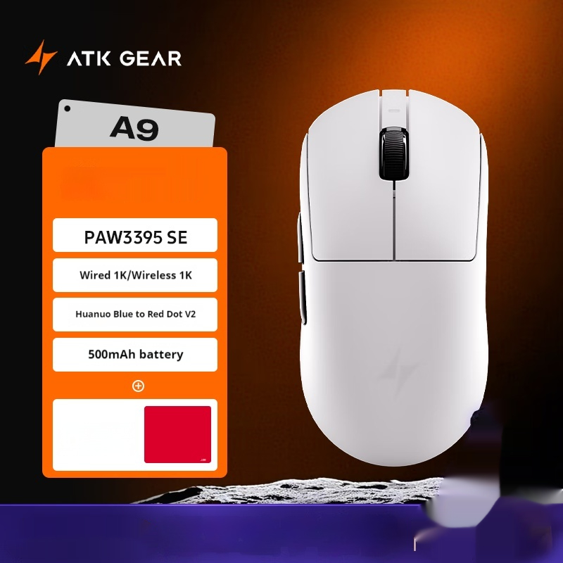 ATK Dragonfly A9 Pro Wireless Mouse 3Mode Star Flash PAW3950 Nordic52840 Lightweight Custom Laptop Gamer PC Gaming Mouse: PURPLE