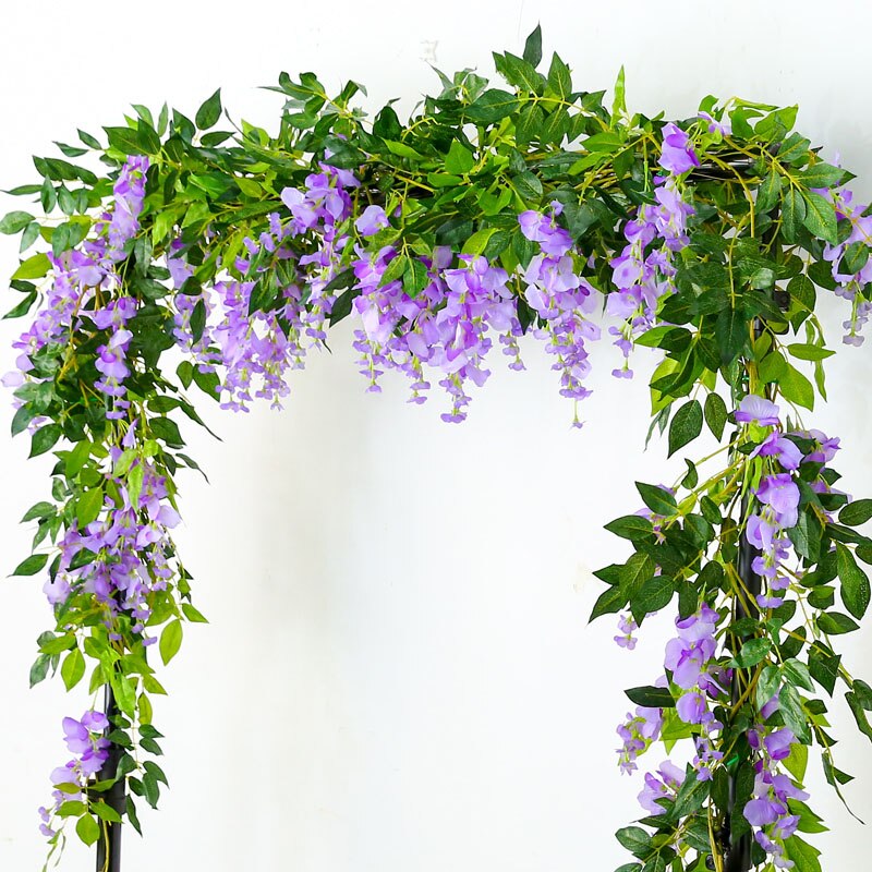 Guirnalda de arco de boda de enredadera de flores, glicinia Artificial, decoración verde falsa, follaje de plantas, hiedra, Fondo de pared, decoración colgante, 180cm