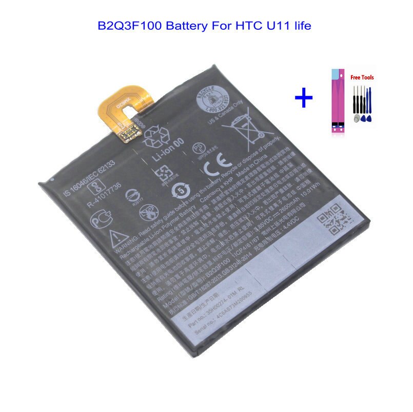 1X2600Mah/10.01Wh B2Q3F100 Telefoon Vervangende Batterij Voor Htc U11 Leven U11life (Niet Voor U11) batterie + Repair Tool Kits