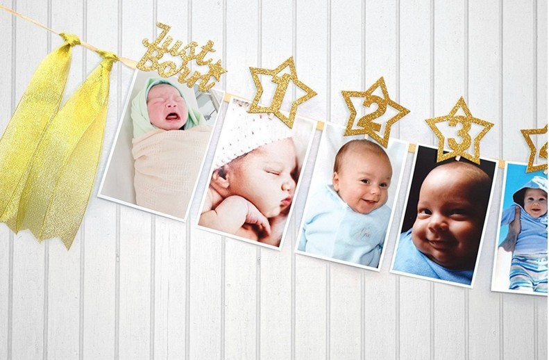 1st Verjaardag Fotolijst 1-12 Maanden Baby Fotolijst Douche Baby Foto Houder Kids Verjaardag Banner Bruiloft kamer Decoraties