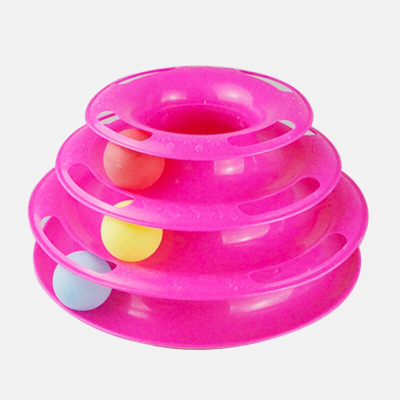Three Levels pet cat toy Training Amusement plate Kitten Tower Tracks Disc cat Intelligence Amusement triple disc cat toys ball: 4