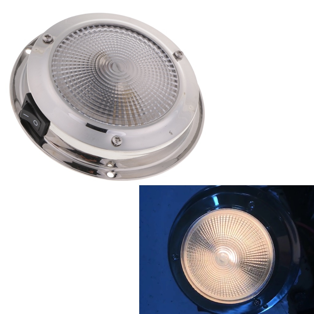 10W LED Kuppel licht Auto Innen Lesen Lampe Edelstahl Decke Lampe Für Wohnwagen Bus Stiefel RV Wohnmobil Anhänger Marine Yacht