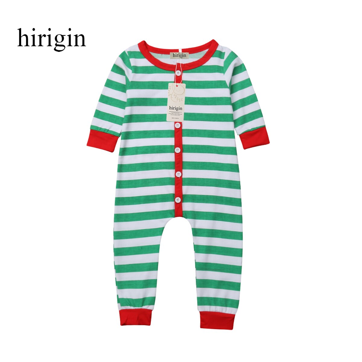 Pudcoco-vêtements pour bébé, pyjama, barboteuse à rayures, vêtements de maison chauds, -né, garçon, grillon, vêtements de nuit adaptés à noël,: A Green Stripes / 6M