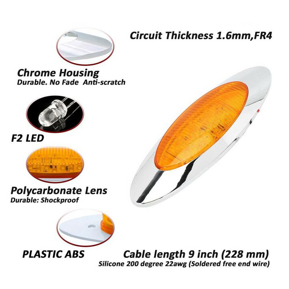 8PCS Side Marker Lights 16 LED Trailer Light Amber Clearance LED Lights 12 v Turn Signal Truck Light LED Marker Side Lights