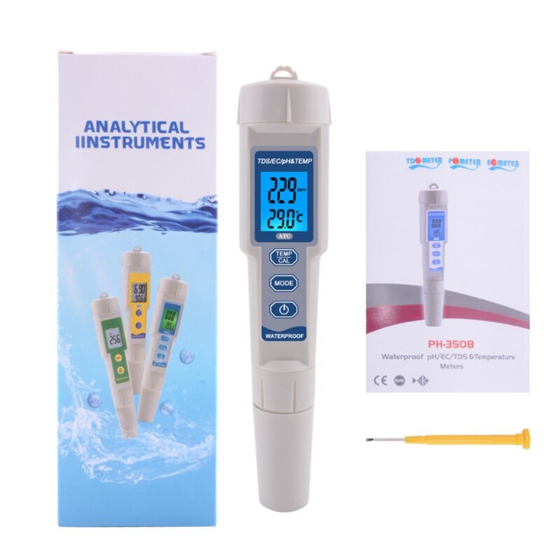 4 in 1 TDS PH Meter PH/TDS/EC/Temperature Meter PH... – Grandado