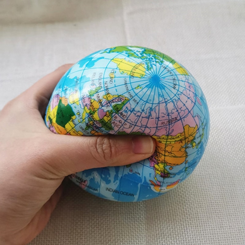 10cm baby wereldkaart globe planeet aarde knijpballen anti stress ballen schuim spons pu bal speelgoed voor kinderen