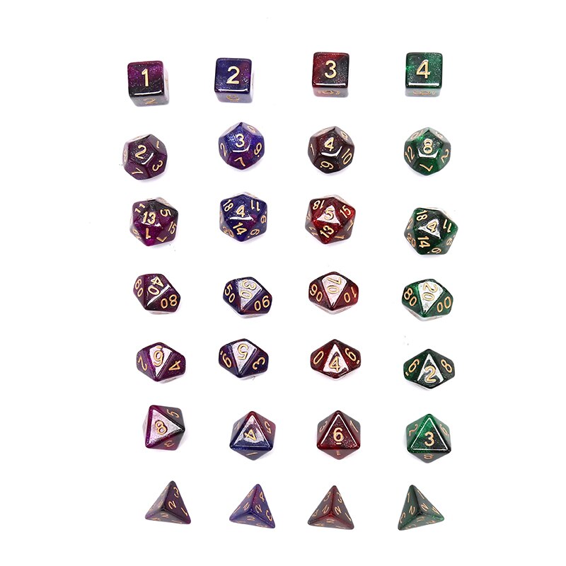 7 Stks/set Sterrenhemel Dobbelstenen Digitale Dice Game Polyhedral Multi Zijdige Acryl