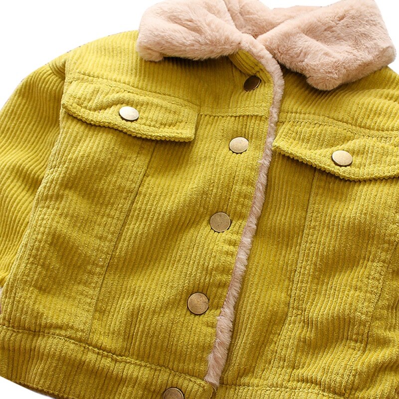 1-5y vinter baby piger tøj plus fløjl frakke jakke varm snedragt baby ensfarvet jakke børnetøj