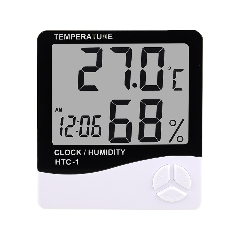 Lcd Digitale Temperatuur-vochtigheidsmeter HTC-1 HTC-2 Thuis Indoor Outdoor Hygrometer Thermometer Weerstation Met Klok