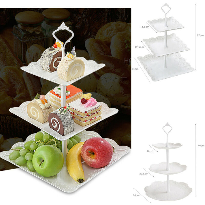 3 Tier Cardboard Cupcake Cake Muffin Stand Food Serving Birthday Wedding Party Cake Storage Tray