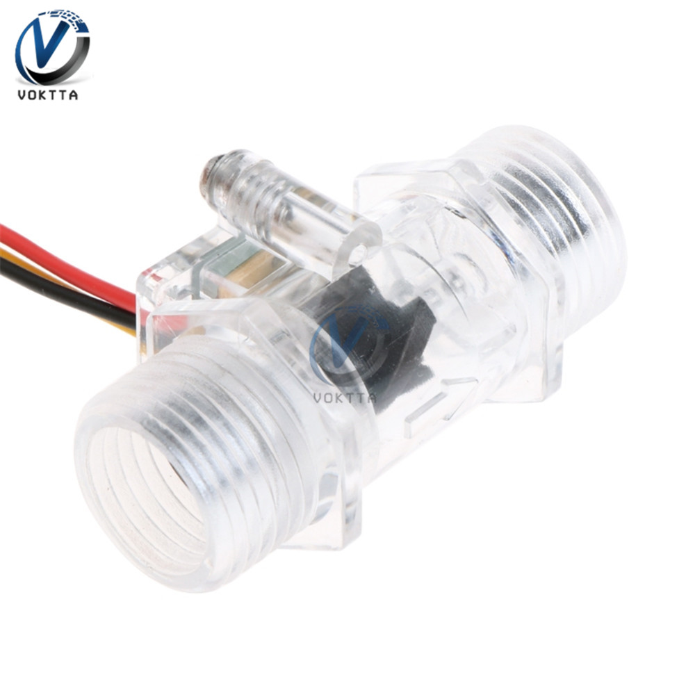 DC 12V DN15 Transparent Water Flow Sensor 5V G1/2" Flow Meter Measurement Hall Flow Sensor Indicator Counter Water Flow Sensor