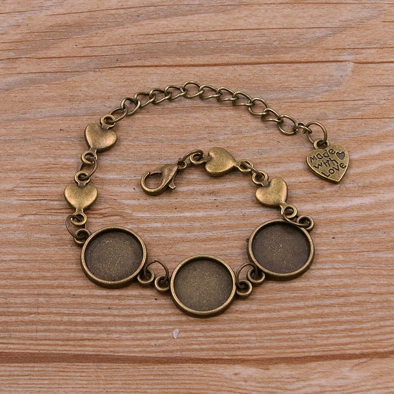 1 Uds., 2 colores, 15 estilos, aleación de Zinc de Metal, pulsera redonda de 12mm, ajuste de cabujón, conector de flor y Luna, accesorios de joyería hechos a mano: Rosa claro