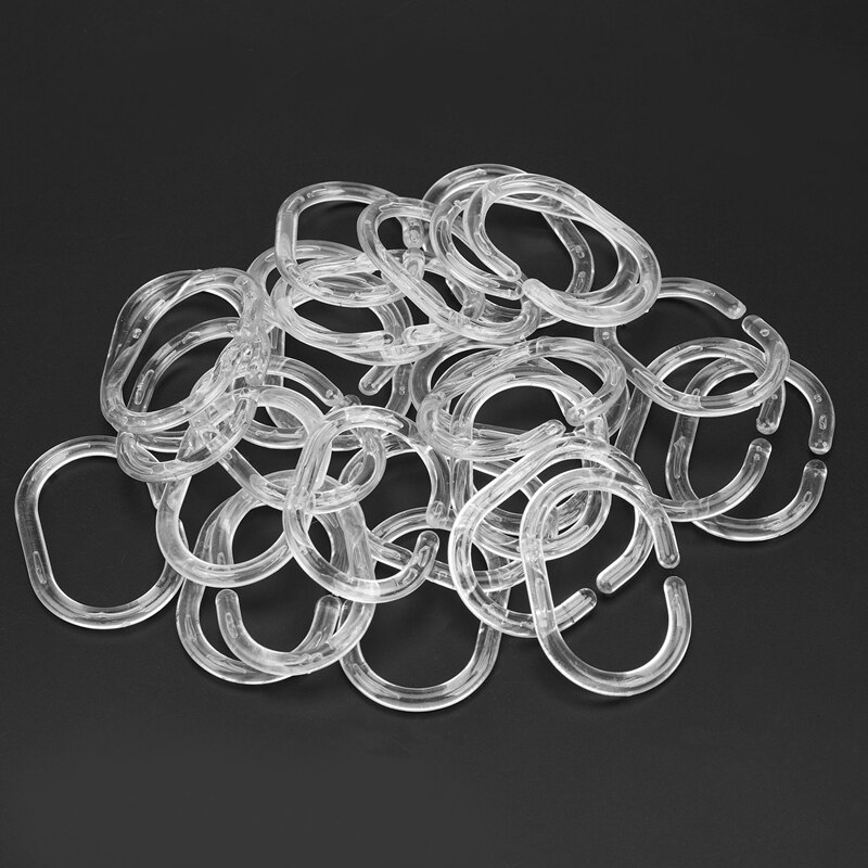 30 Pack Shower Curtain Rings Curtain C Rings Hook Hanger Bath Drape Loop Clip Glide (Clear)