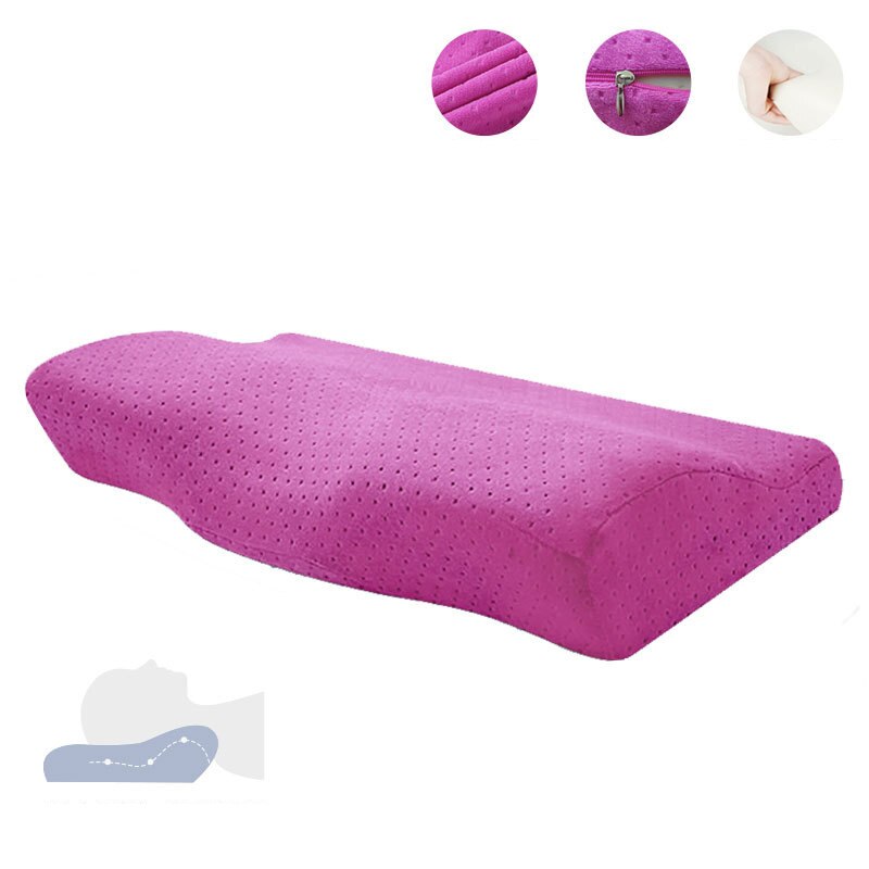 Vlinder Vormige Memory Foam Beddengoed Kussen Bescherming Nek Trage Rebound Slapen Cushionhealth Zorg Cervicale Orthopedische Kussens: purple