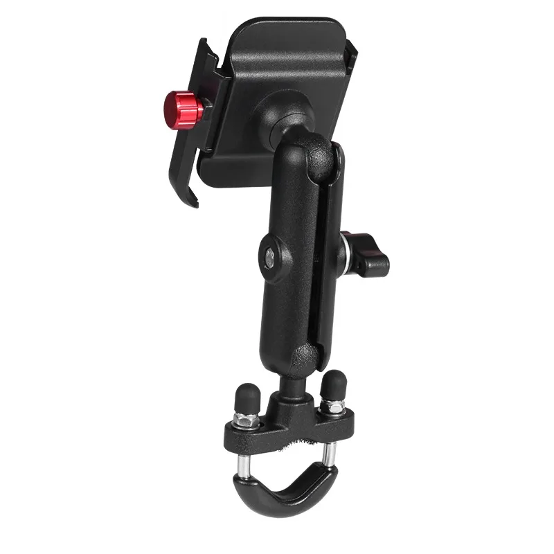 Universele 12-24V aluminium stuur motorfiets fiets mobiele houder met USB-oplader Moto achteruitkijkspiegel mobiele telefoon standhouder