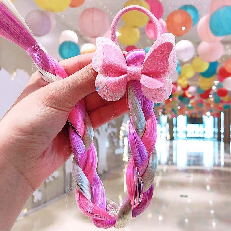 Haargummis mit einhorn-motiv für mädchen, süße bunte proücken, pferdeschwänze, prinzessinnen-haarschmuck, haaraccessoires für freundlicher: 3 rosa schleifen