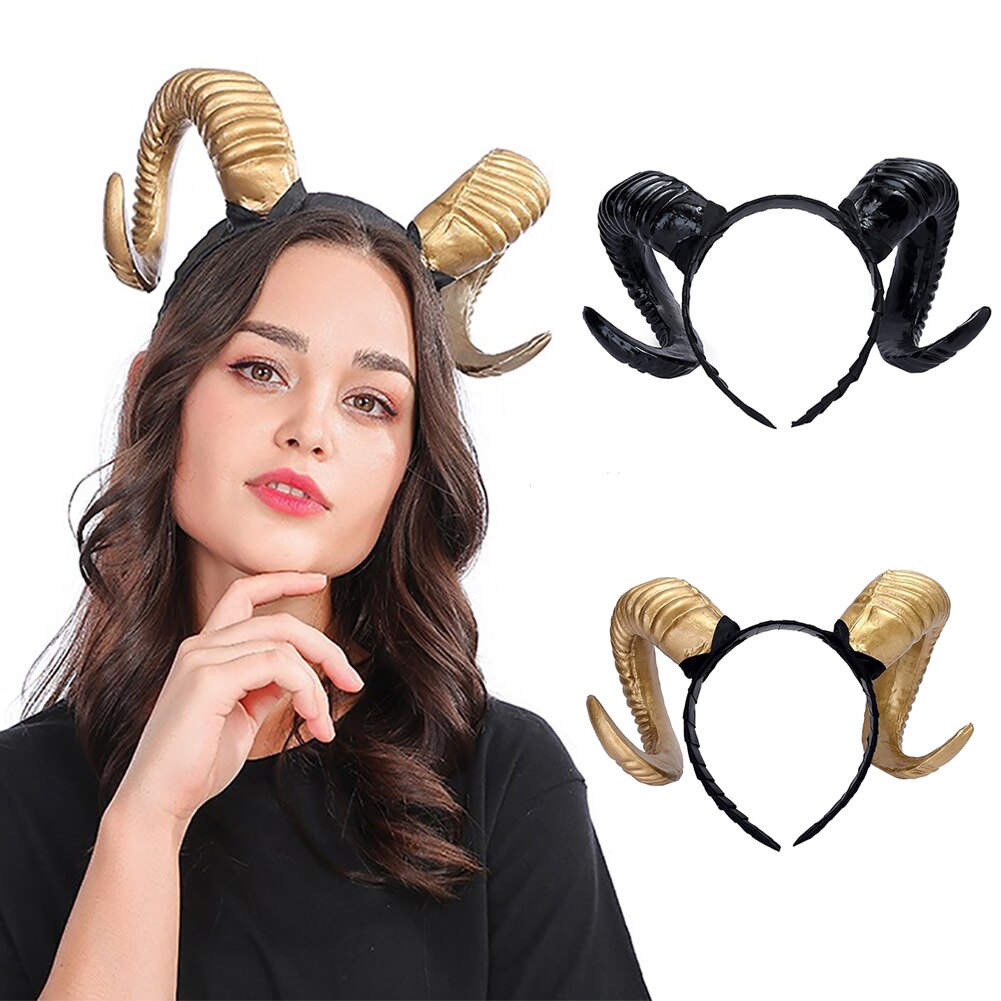 Xmas Hoofddeksels Antlers Schapen Hoorns Hoofdband Hoofddeksel Vrouwen Sieraden Foto Props Halloween Kerst Festival Cosplay Hoofdtooi