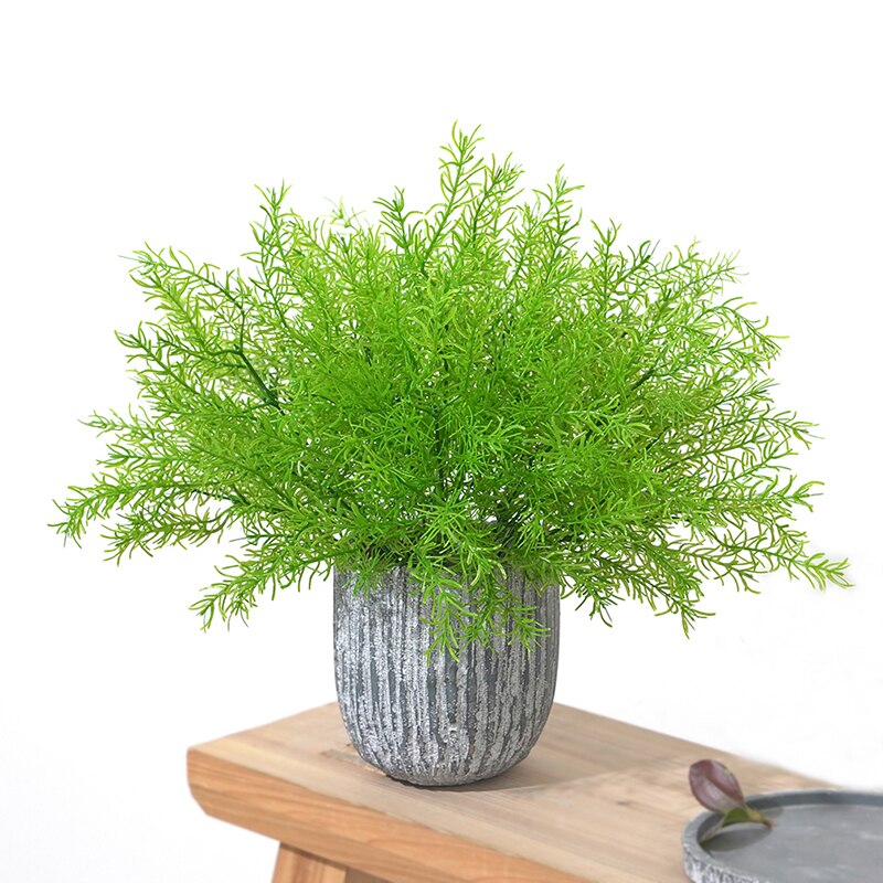 Grøn 5 gaffel bundt asparges kunstig plante dekoration kunstig plante plast blomst bregne boligdekoration