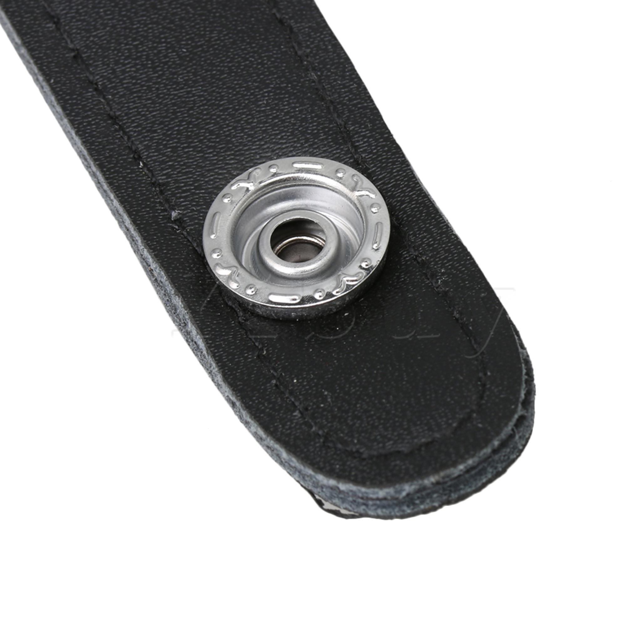 Yibuy 8.4x2.4cm Black Leather Metal Extension Film Accordion Bellows Straps with 4 Buckle for Accordion Fixation